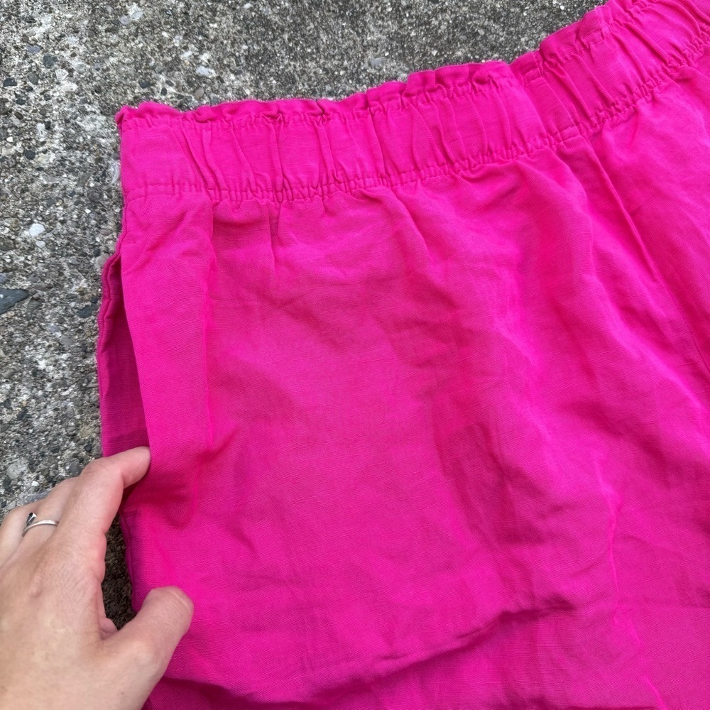 H&M High Rise Linen Blend Pull On Shorts Hot Pink Resort Wear Women's XXL Summer - Picture 3 of 5